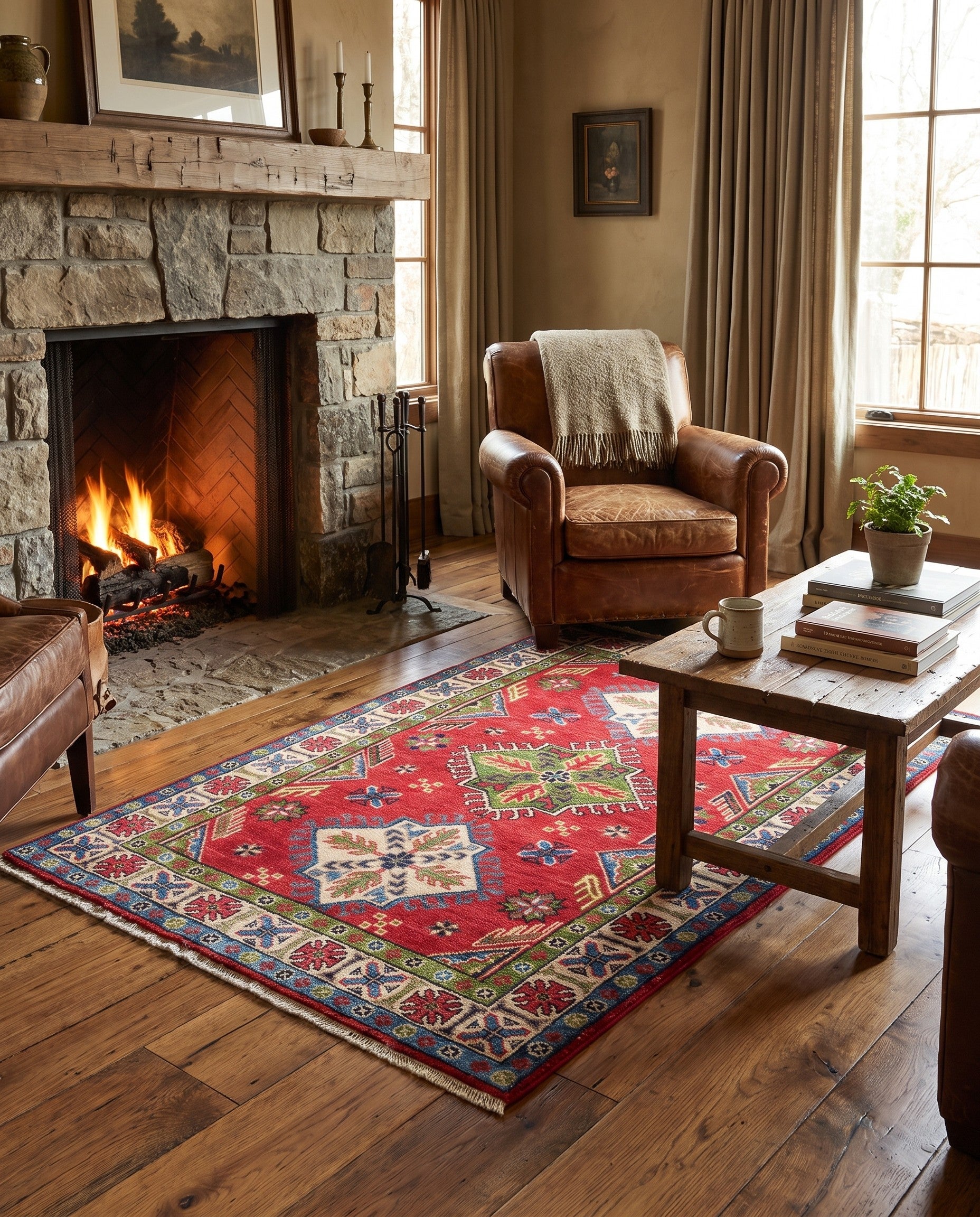 3' 5 x 4' 11 Hand Knotted Kazak Rug