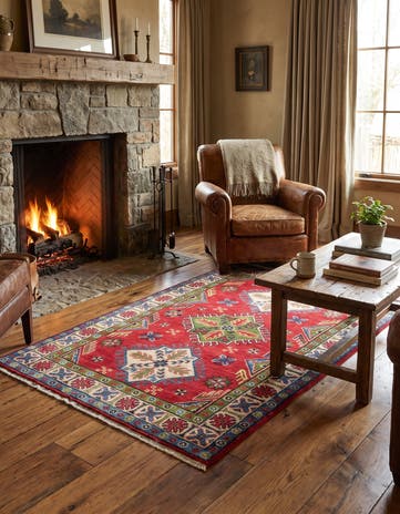 3' 5 x 4' 11 Hand Knotted Kazak Rug
