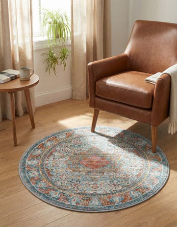 Light Blue Santiago Round Rug