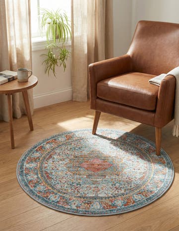 Light Blue Santiago Round Rug
