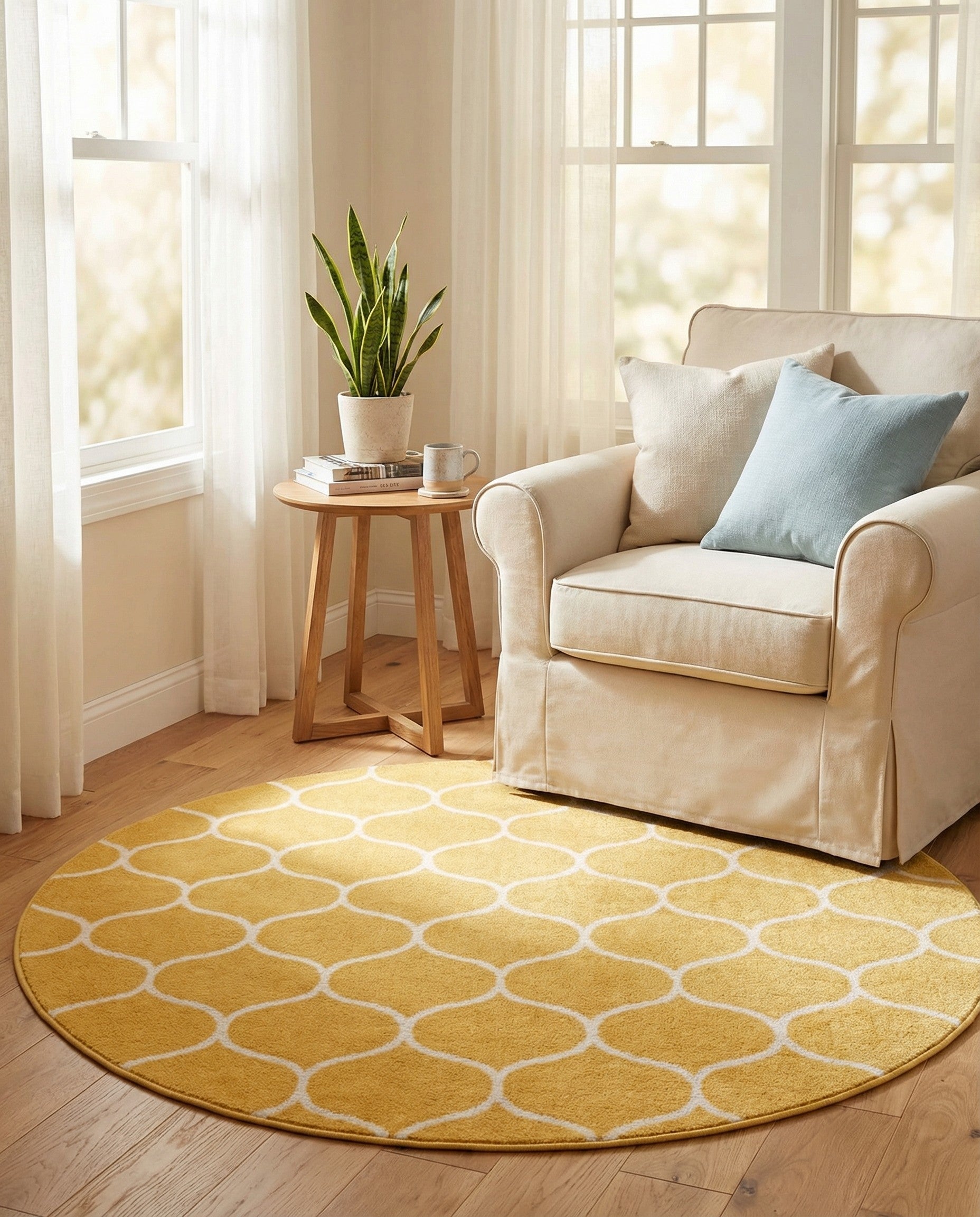 4' x 4' Lattice Frieze Round Rug