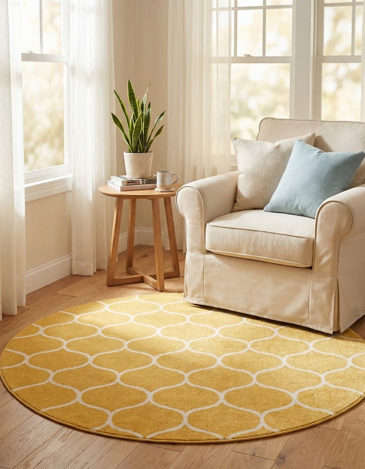 4' x 4' Lattice Frieze Round Rug
