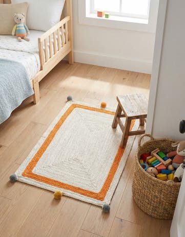 2' x 3' 1 Hand Braided Kids Braided Jute Rug