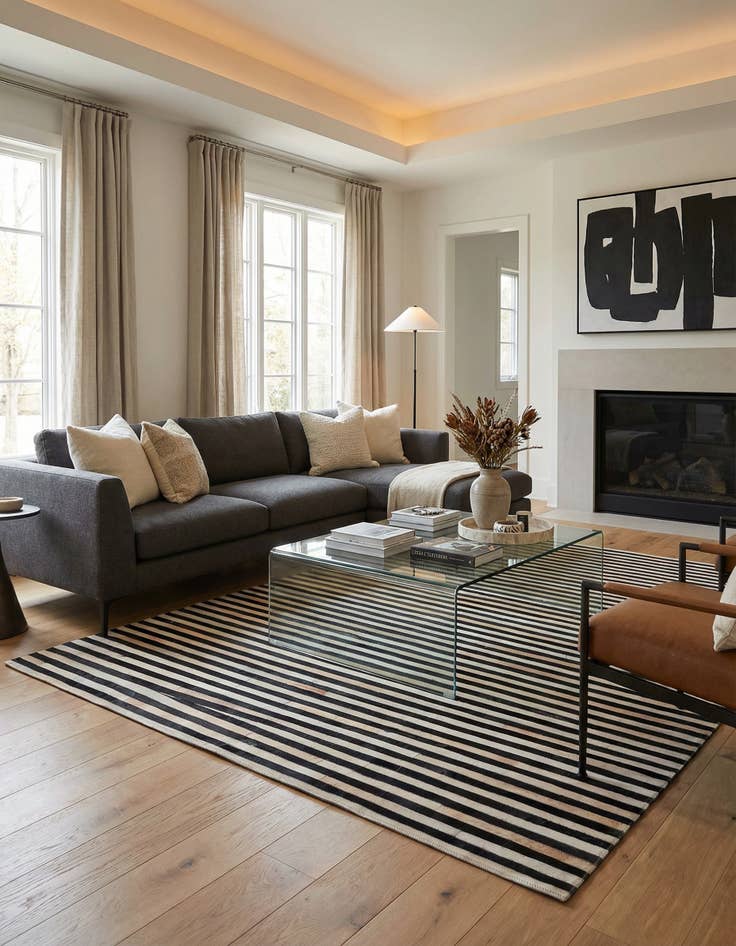 Detail image of 5' 1 x 8' Cowhide Leather Rug