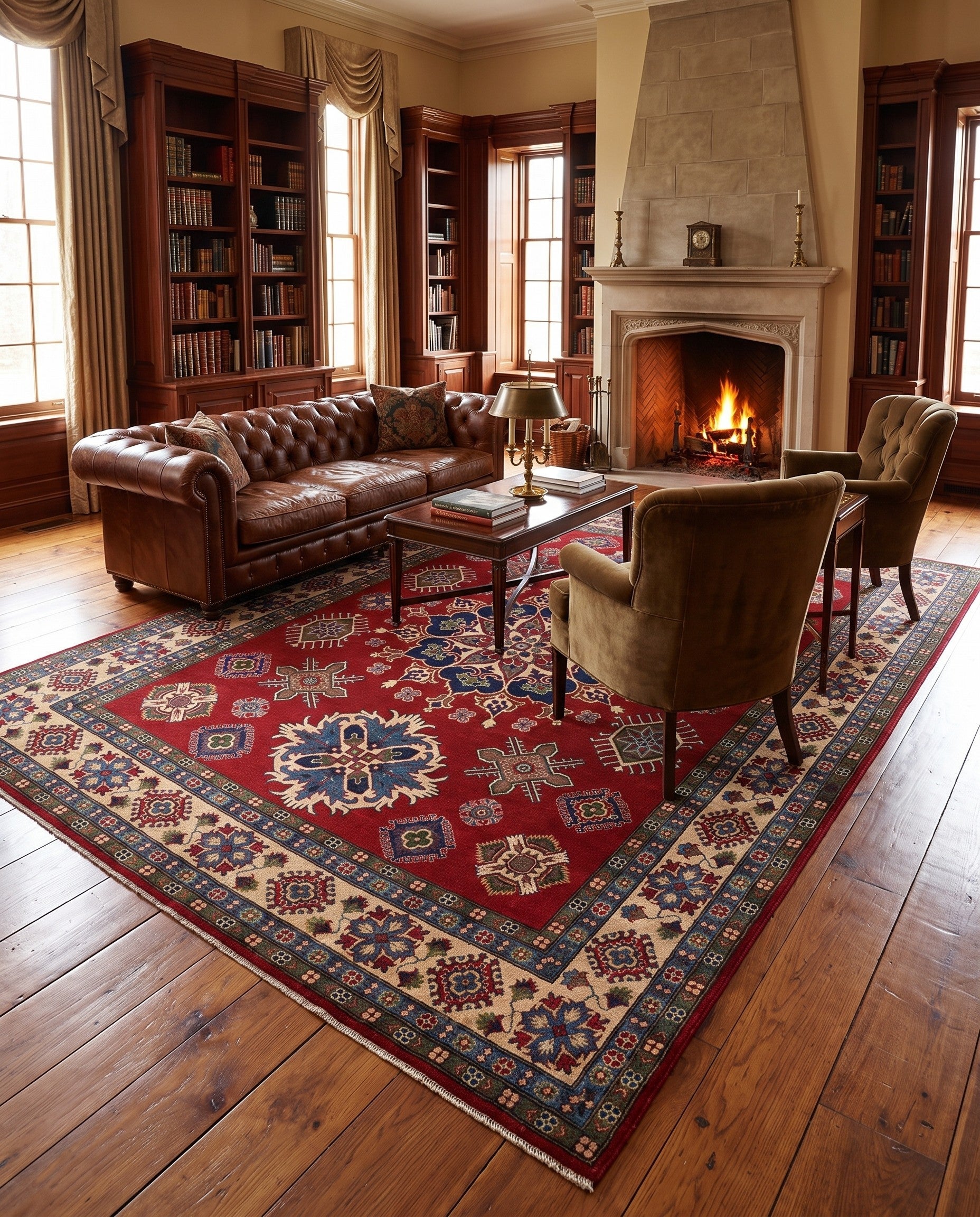 7' 10 x 9' 11 Hand Knotted Kazak Rug