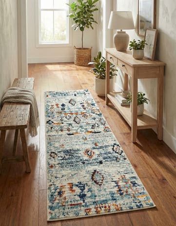 Light Blue Morocco Runner Rug