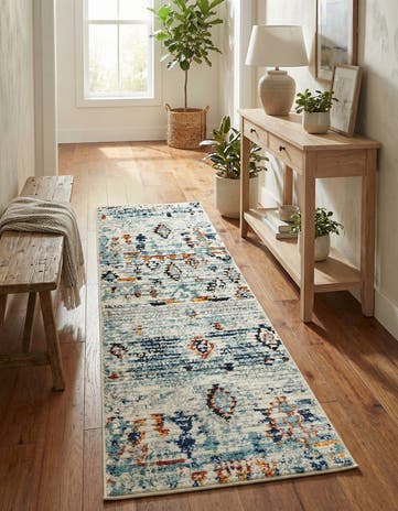 Light Blue Morocco Runner Rug