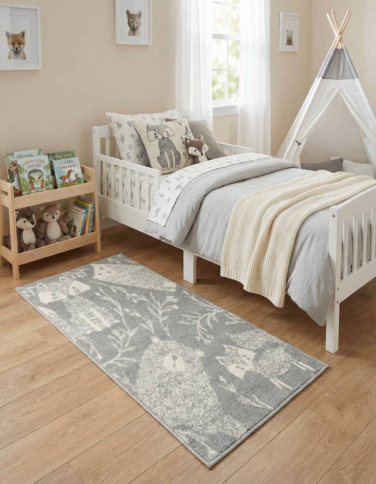 Detail image of 2' 2 x 3' 11 Animals Whimsy Kids Runner Rug