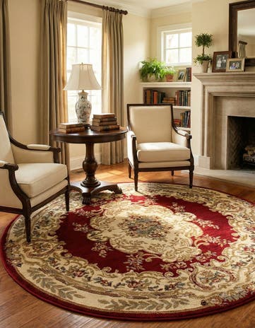 6' x 6' Classic Aubusson Round Rug