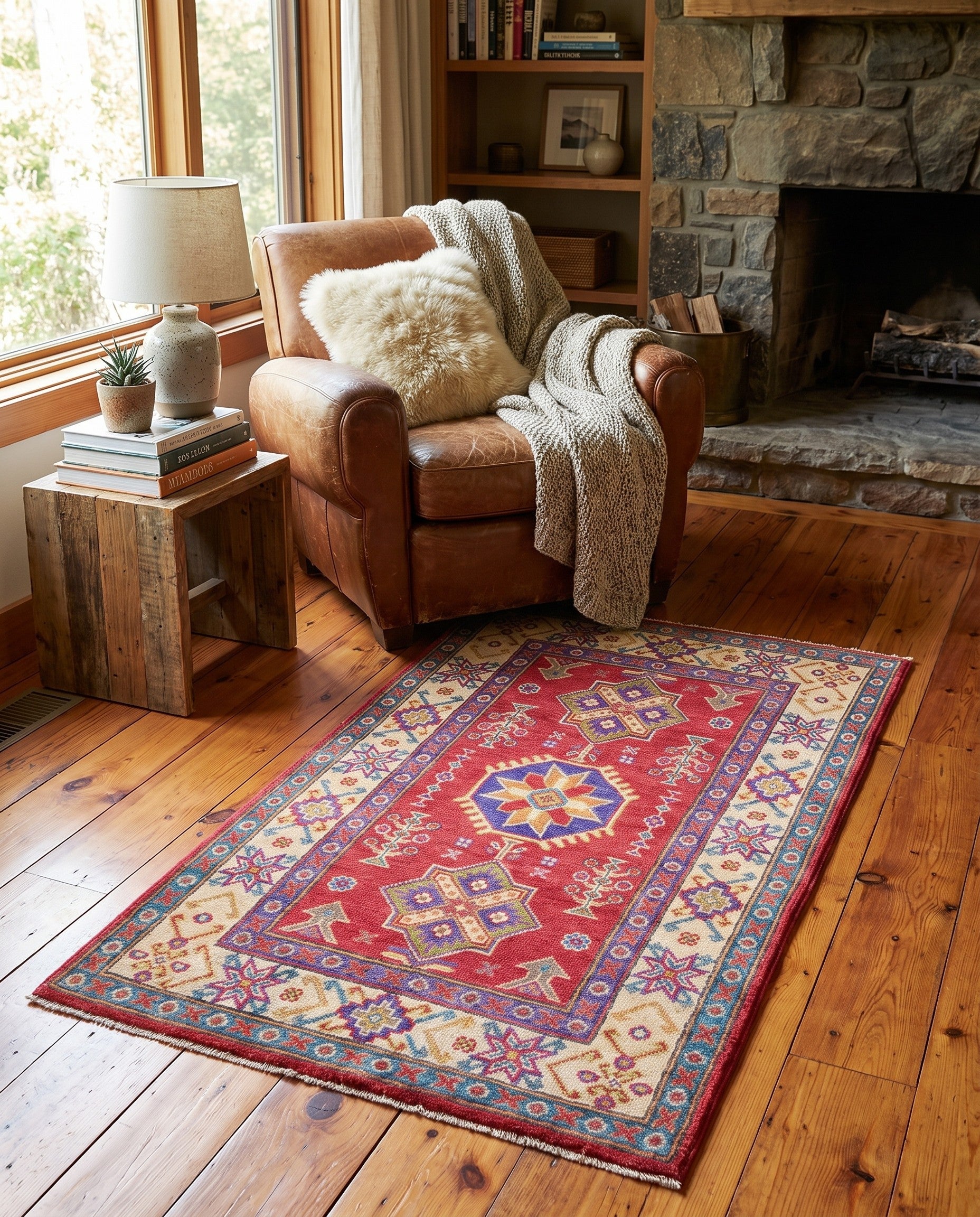 2' 9 x 4' 7 Hand Knotted Kazak Rug