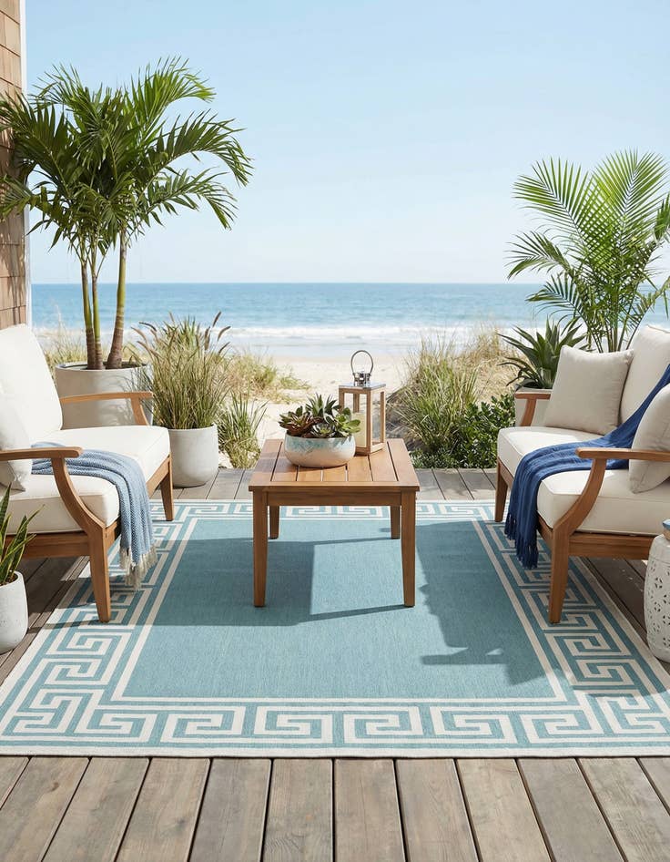 Detail image of 5' 3 x 8'  Washable Coastal Indoor / Outdoor Rug