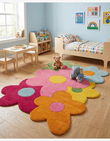 Happy Rugs Fluffy Flowers Wool