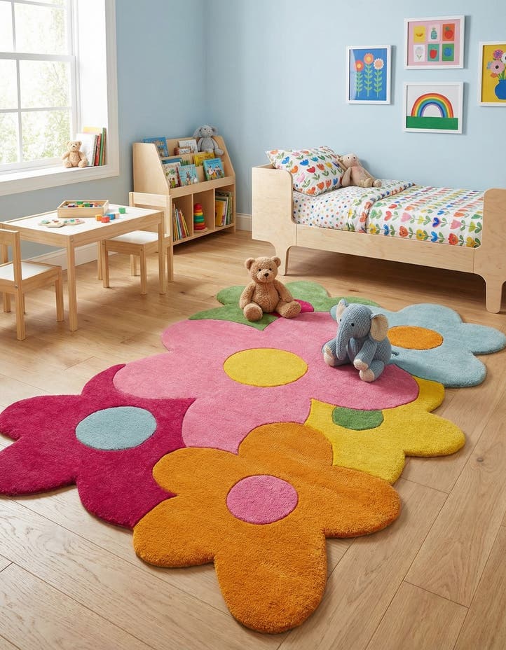 4' 3 x 6' 1 Happy Rugs Fluffy Flowe...