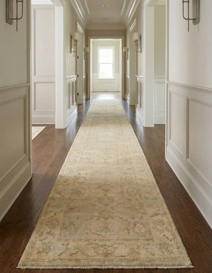 Detail image of 2' 9 x 12' 11 Hand Knotted Oushak Wool Runner Rug