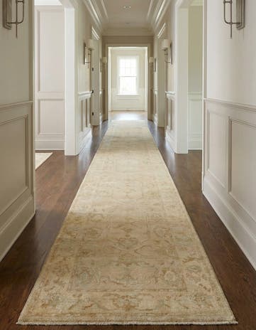 2' 9 x 12' 11 Hand Knotted Oushak Wool Runner Rug