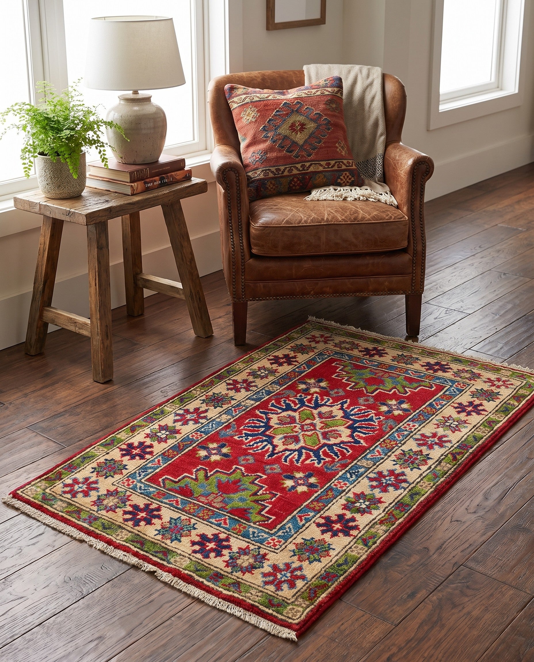 2' x 2' 11 Hand Knotted Kazak Rug