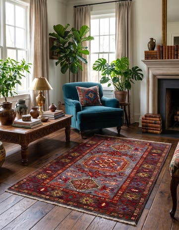 3' 7 x 5' Hand Knotted Kazak Rug