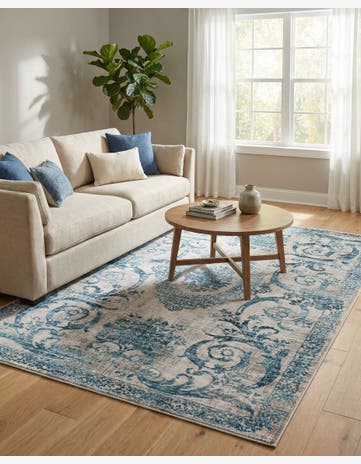 Ivory and Blue Finsbury Rug