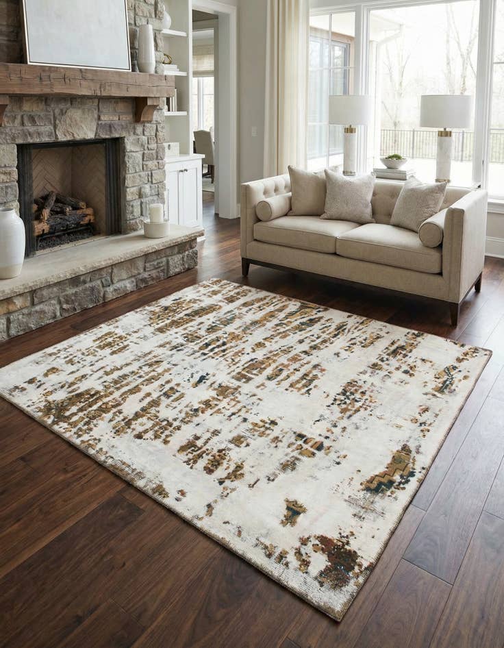 Detail image of 5' x 6' 7 Hand Knotted Ultra Vintage Persian Wool Square Rug