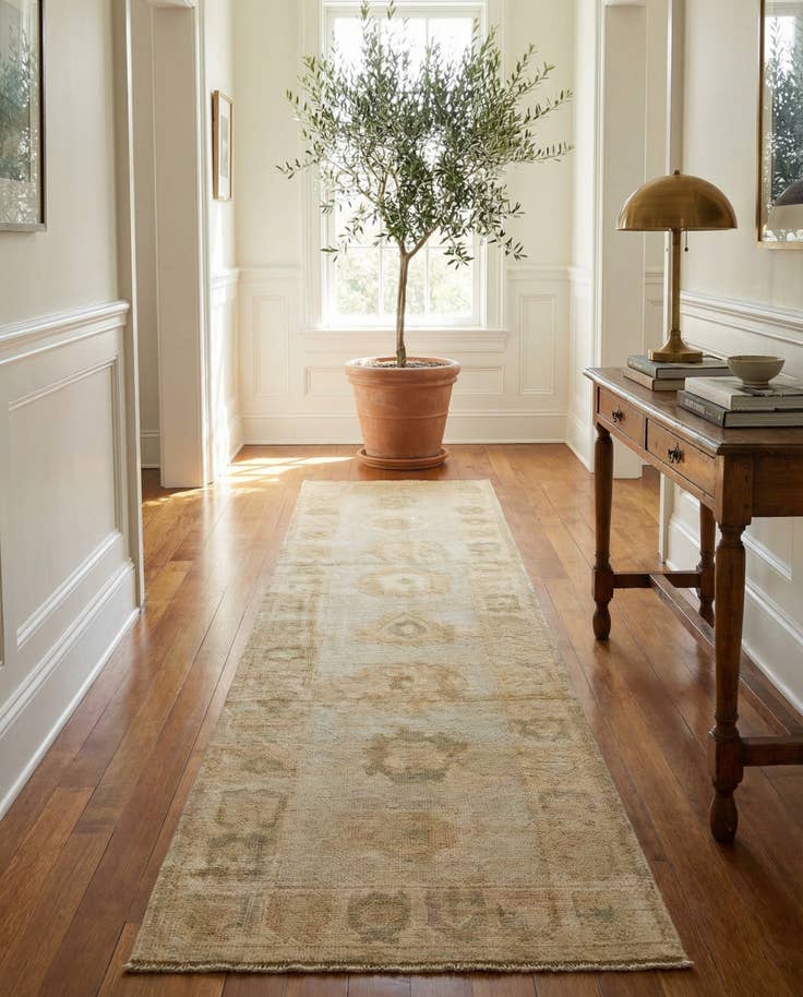 Detail image of 2' 6 x 11' Hand Knotted Oushak Wool Runner Rug