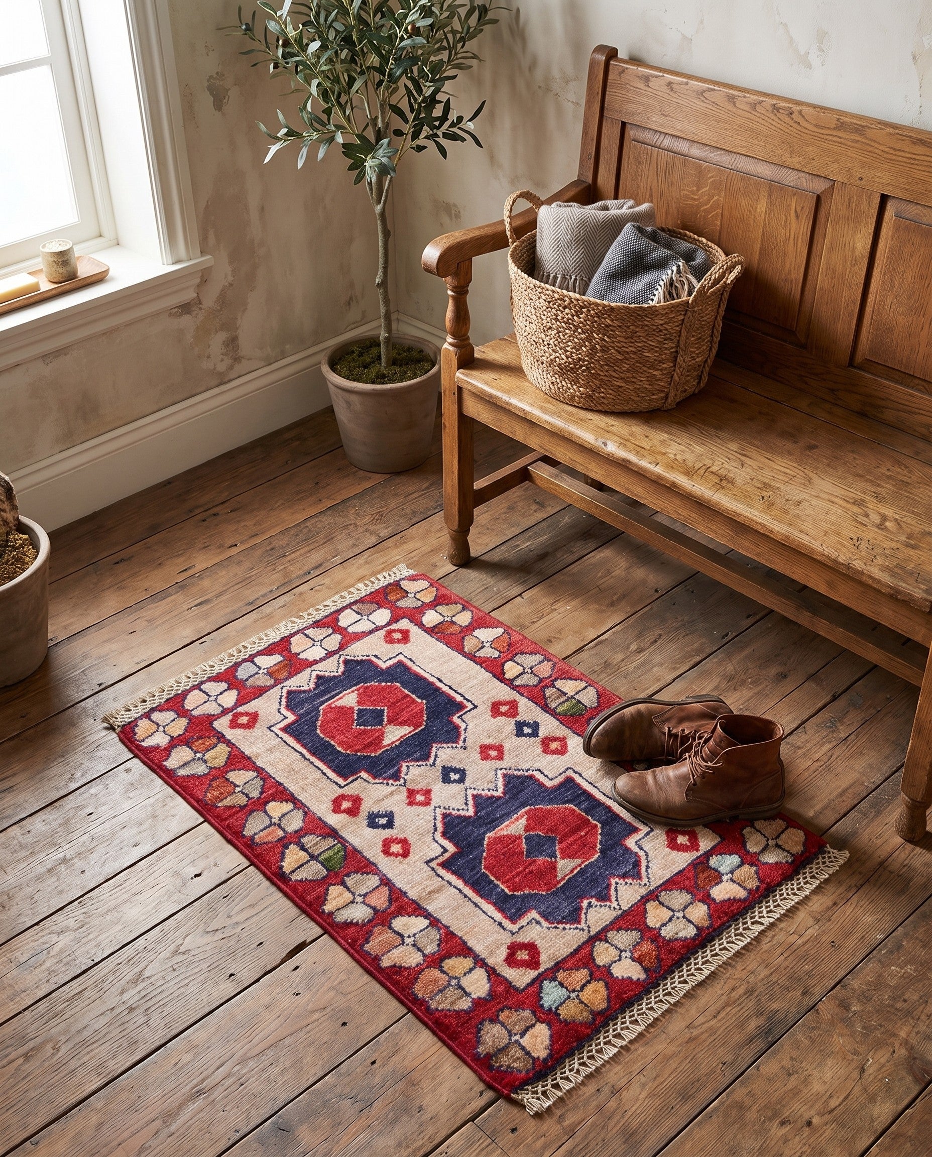 1' 4 x 2' Hand Knotted Ziegler Rug