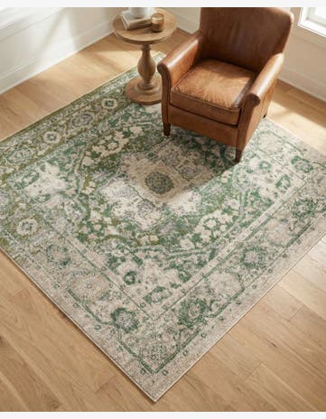 Paste Forest Green Madeline Vintage Square Rug