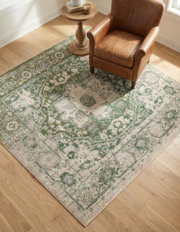 Paste Forest Green Madeline Vintage Square Rug