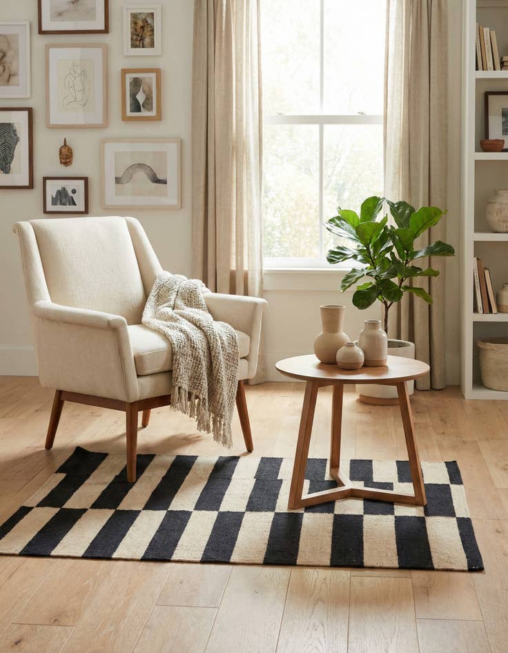 Detail image of 2' 7 x 3' 10 Hand Woven Kilim Modern Wool Rug