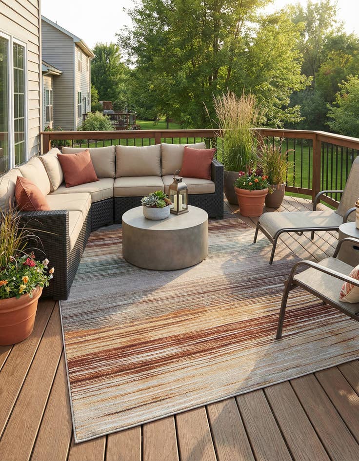 Detail image of 9' x 12'  Washable Modern Indoor / Outdoor Rug