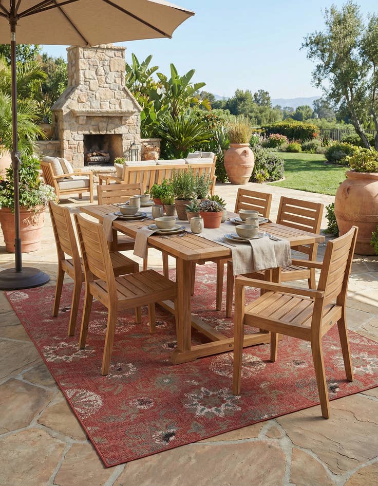 Detail image of 7' 10 x 10' Easy-Clean Botanical Indoor / Outdoor Rug