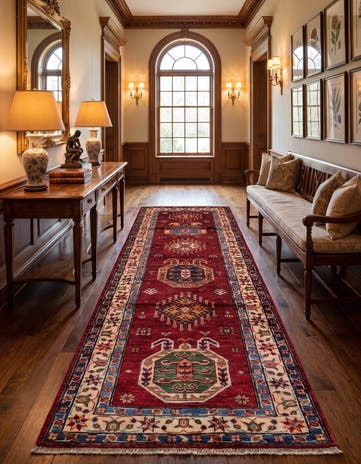 2' 7 x 6' 10 Hand Knotted Kazak Runner Rug