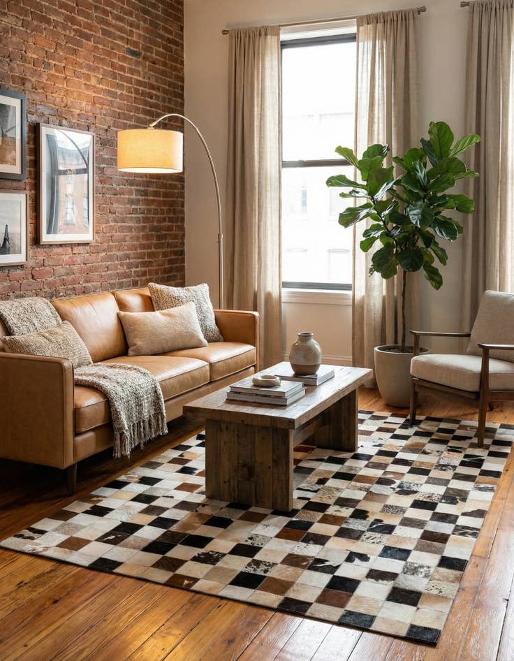 Detail image of 4' 1 x 6' Cowhide - Patchwork Rug