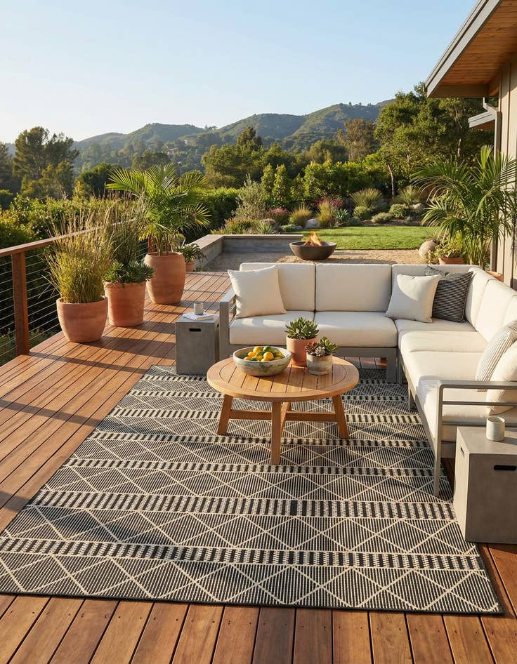 Detail image of 7' 10 x 10' Washable Lattice Indoor / Outdoor Rug