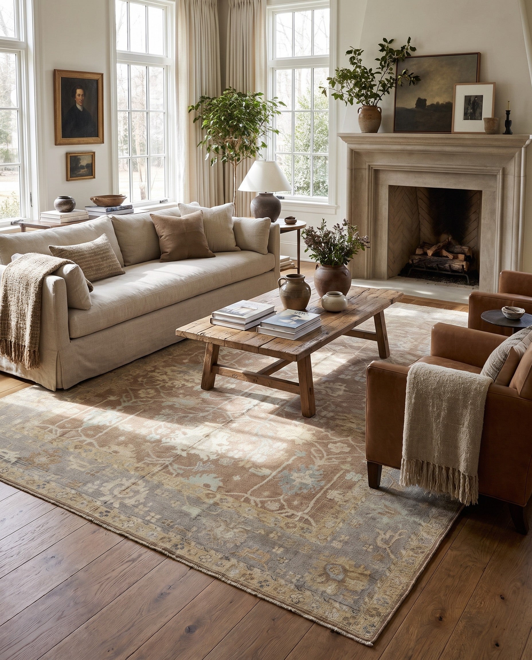 9' 4 x 11' 10 Hand Knotted Oushak Wool Rug