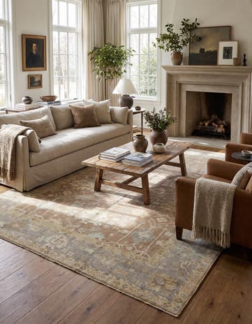 9' 4 x 11' 10 Hand Knotted Oushak Wool Rug