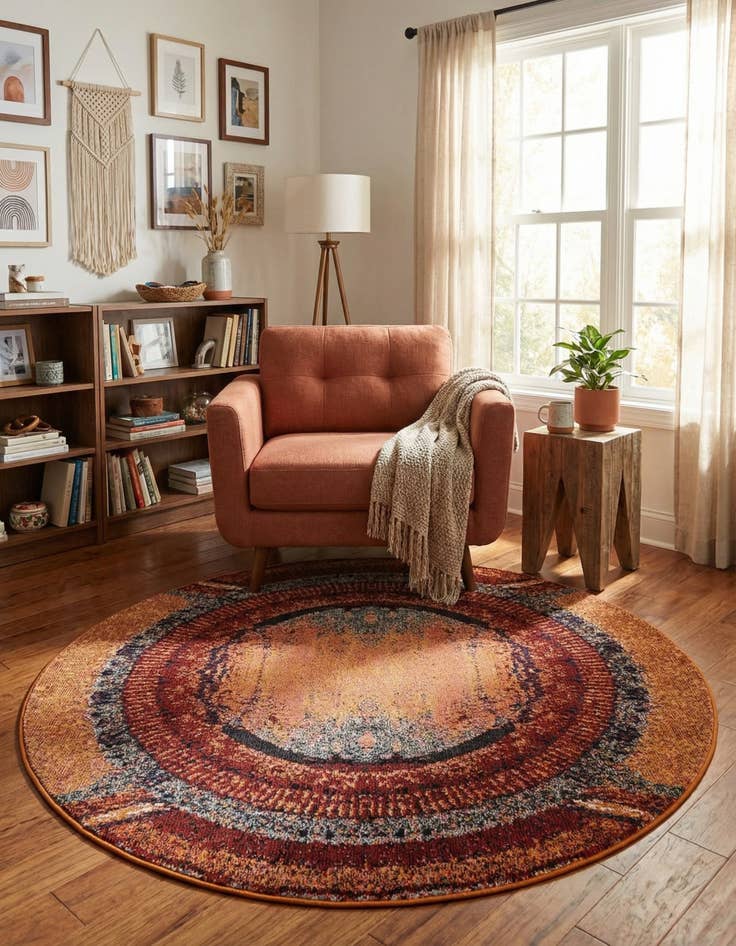 Detail image of 6' x 6'  Washable Casablanca Round Rug