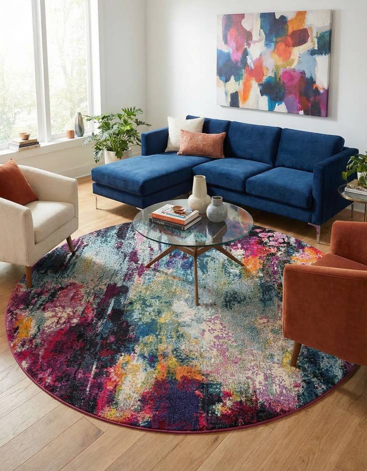 Detail image of 8' x 8' Washable Theia Round Rug