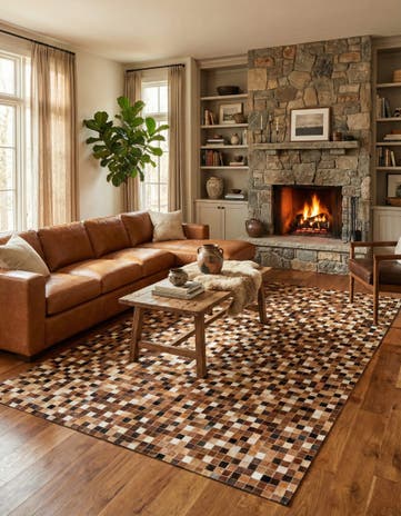 5' 9 x 8' Cowhide Stocks Rug