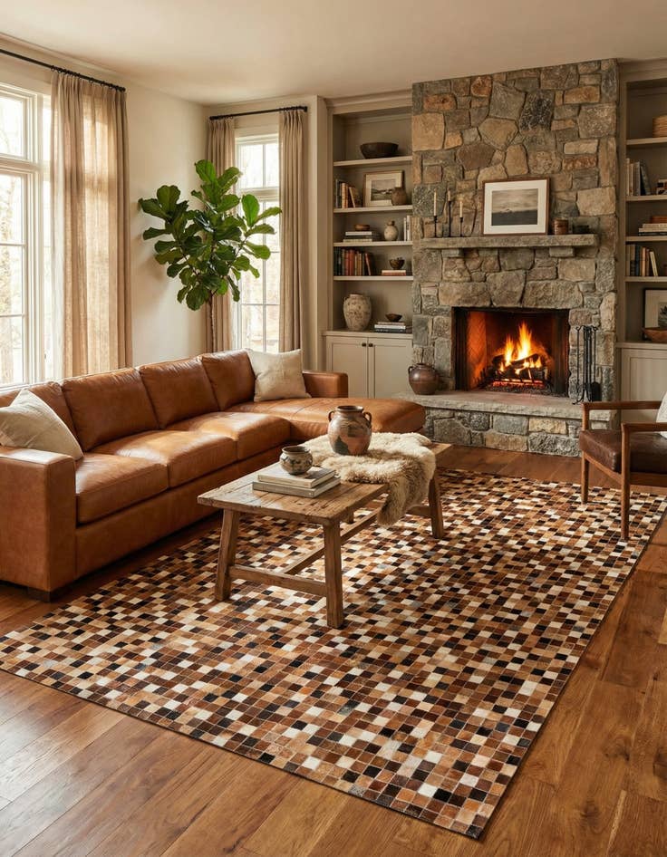 Detail image of 5' 9 x 8' Cowhide Stocks Rug