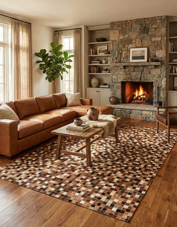 5' 9 x 8' Cowhide Stocks Rug