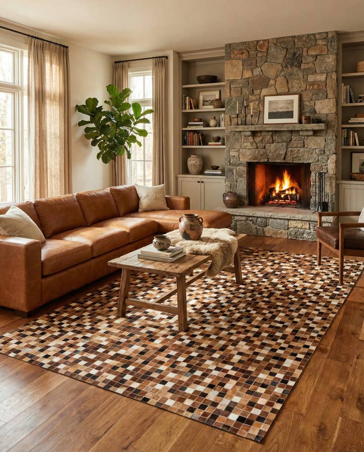 Detail image of 5' 9 x 8' Cowhide Stocks Rug