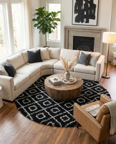  10' x 10' Lattice Shag Round Rug