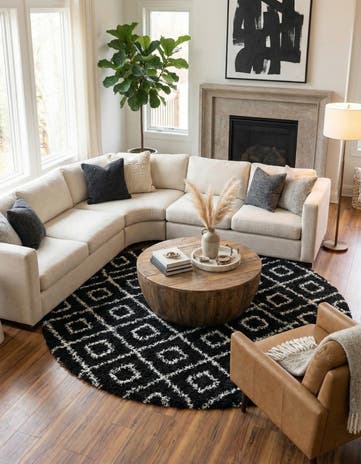 10' x 10' Lattice Shag Round Rug