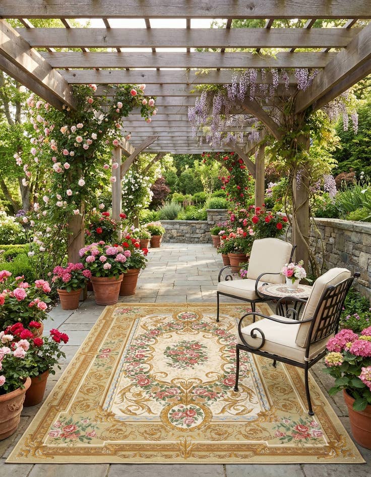 Detail image of 5' x 8' Washable Traditional Indoor / Outdoor Rug