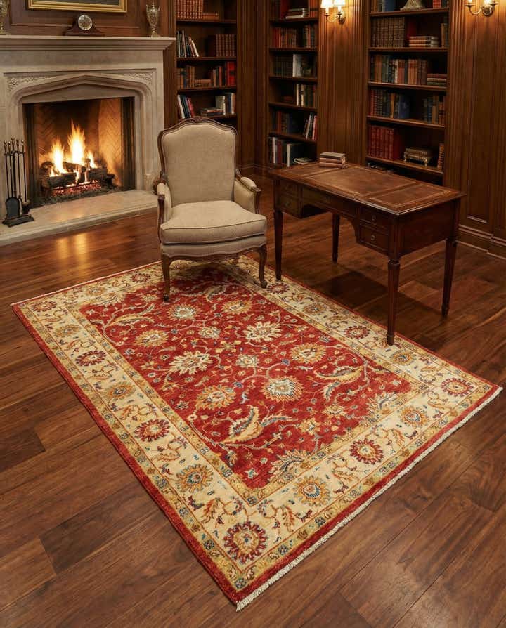 3' 4 x 4' 10 Hand Knotted Peshawar Ziegler Rug