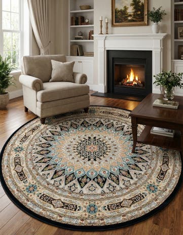 7' x 7' Nain Design Round Rug