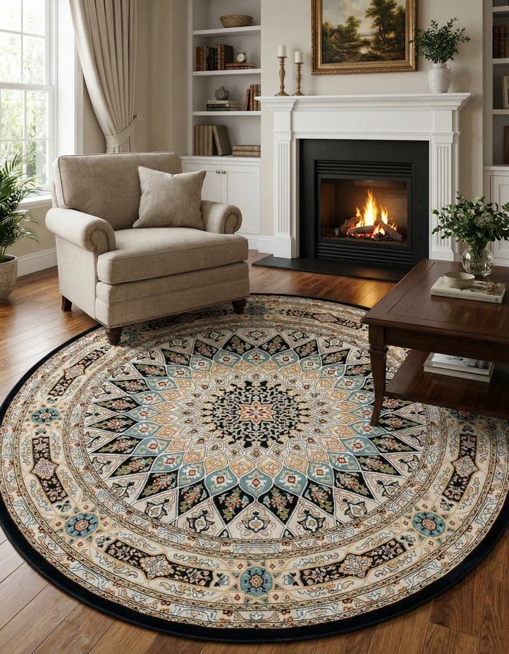 7' x 7' Nain Design Round Rug