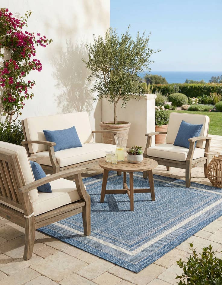 Detail image of 5' 3 x 5' 3 Washable Border Indoor / Outdoor Square Rug