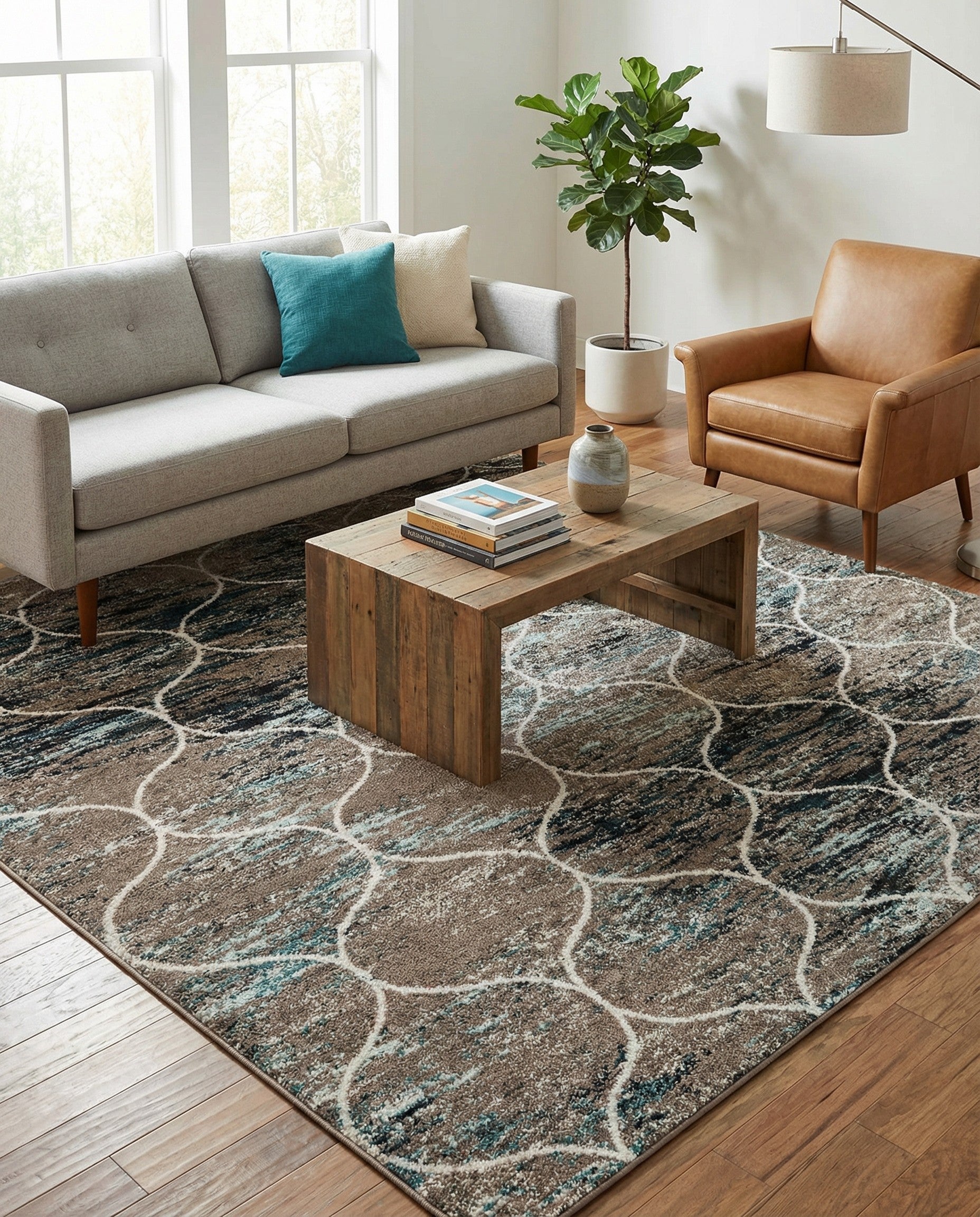 7' x 7' Trellis Frieze Square Rug