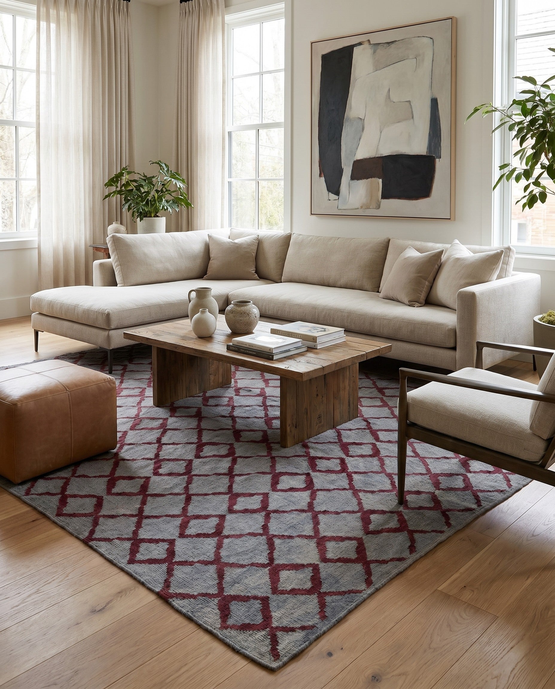 6' 3 x 7' 10 Hand Woven Kilim Modern Wool Square Rug